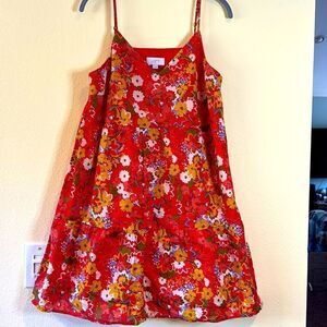 LOFT Floral Red Dress